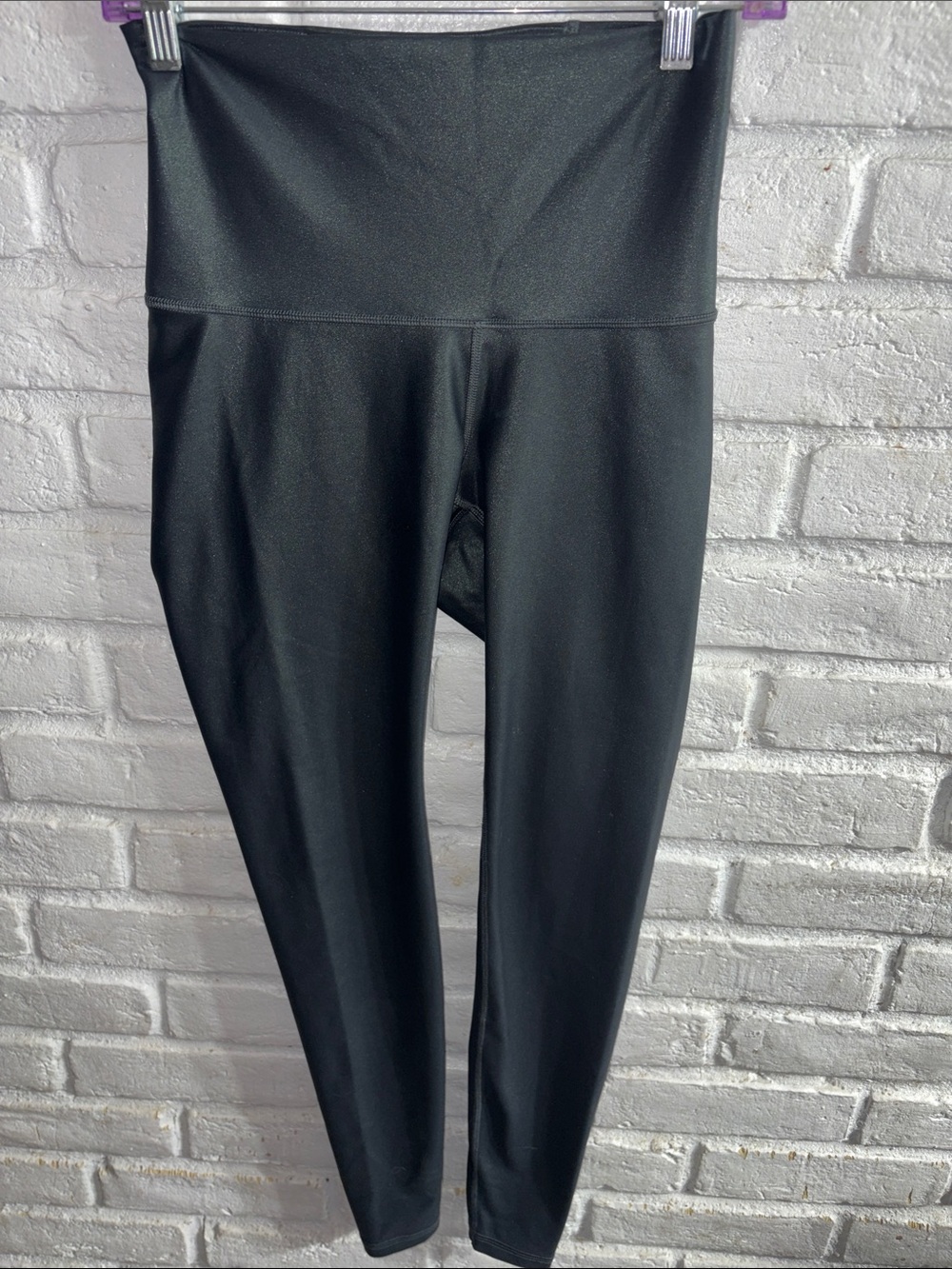 Old Navy High-Waist Shimmery Dark Green Faux Leather Women's Leggings Size S
